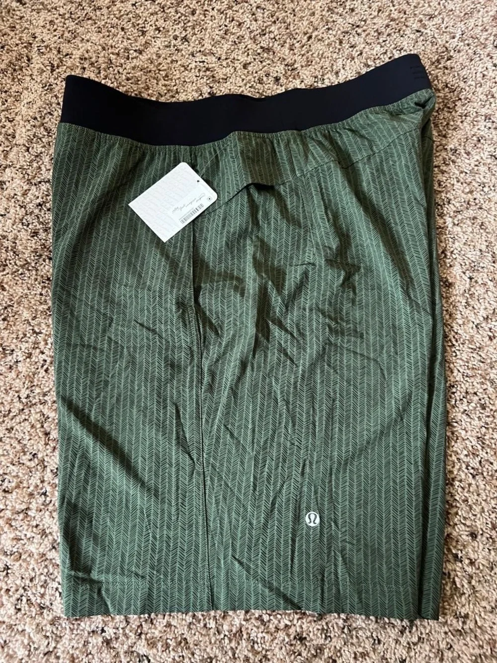 lululemon athletica Olive Green Jogger Shorts with Black Waistband